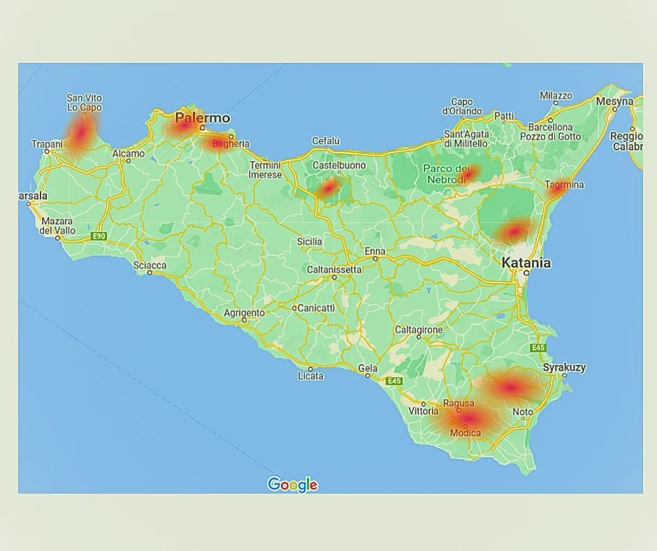 Wspinaczkowa Sycylia mapa sektorow wspinaczkowych